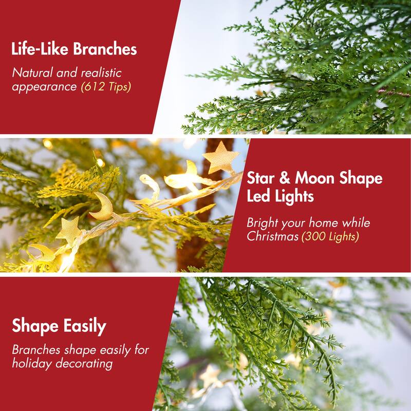 Roomfitters 6FT Artificial Full Christmas Tree with Metal Stand, 612 Tips and Holiday Decoration for Living Room, Green