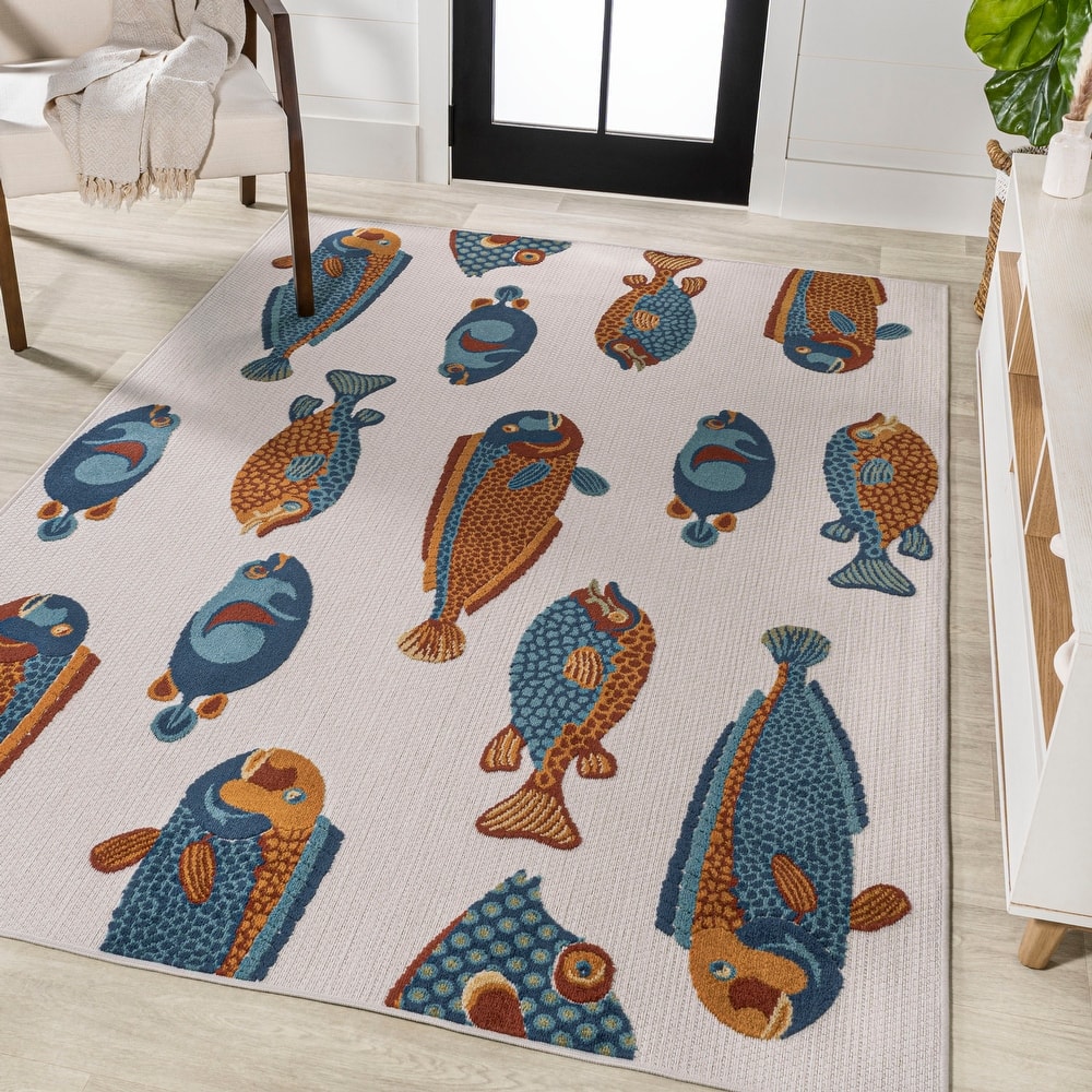JONATHAN Y Aranciata Modern Fish High-Low Indoor/Outdoor Area Rug