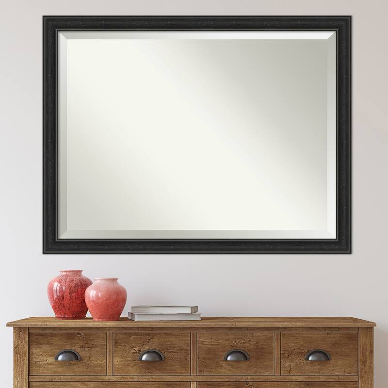 Beveled Wall Mirror - Shipwreck Black Narrow Frame