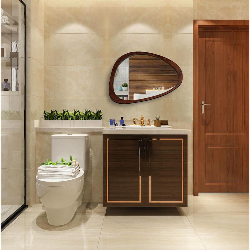 NOVA Natural Wood Frame Asymmetrical Mirror