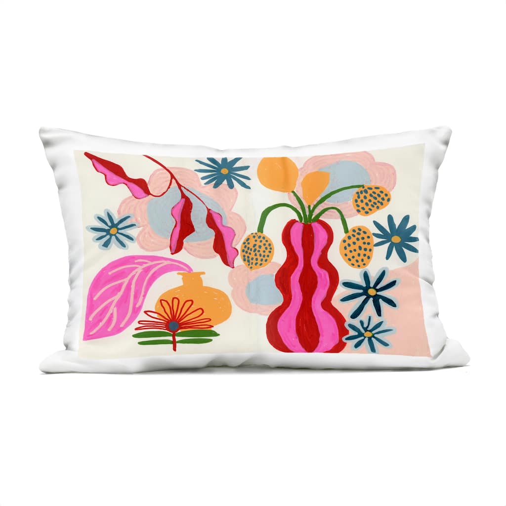 Stupell Eclectic Mod Flower Vases Printed Outdoor Throw Pillow Design by Suzanne Allard