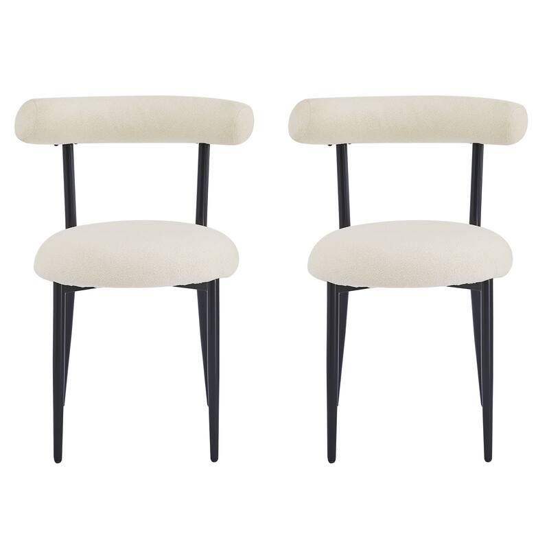 Open Back Upholstered Dining Chair Set of 2 Modern Kitchen Chairs with Metal, Fabric Dining Room Chairs for Living Room