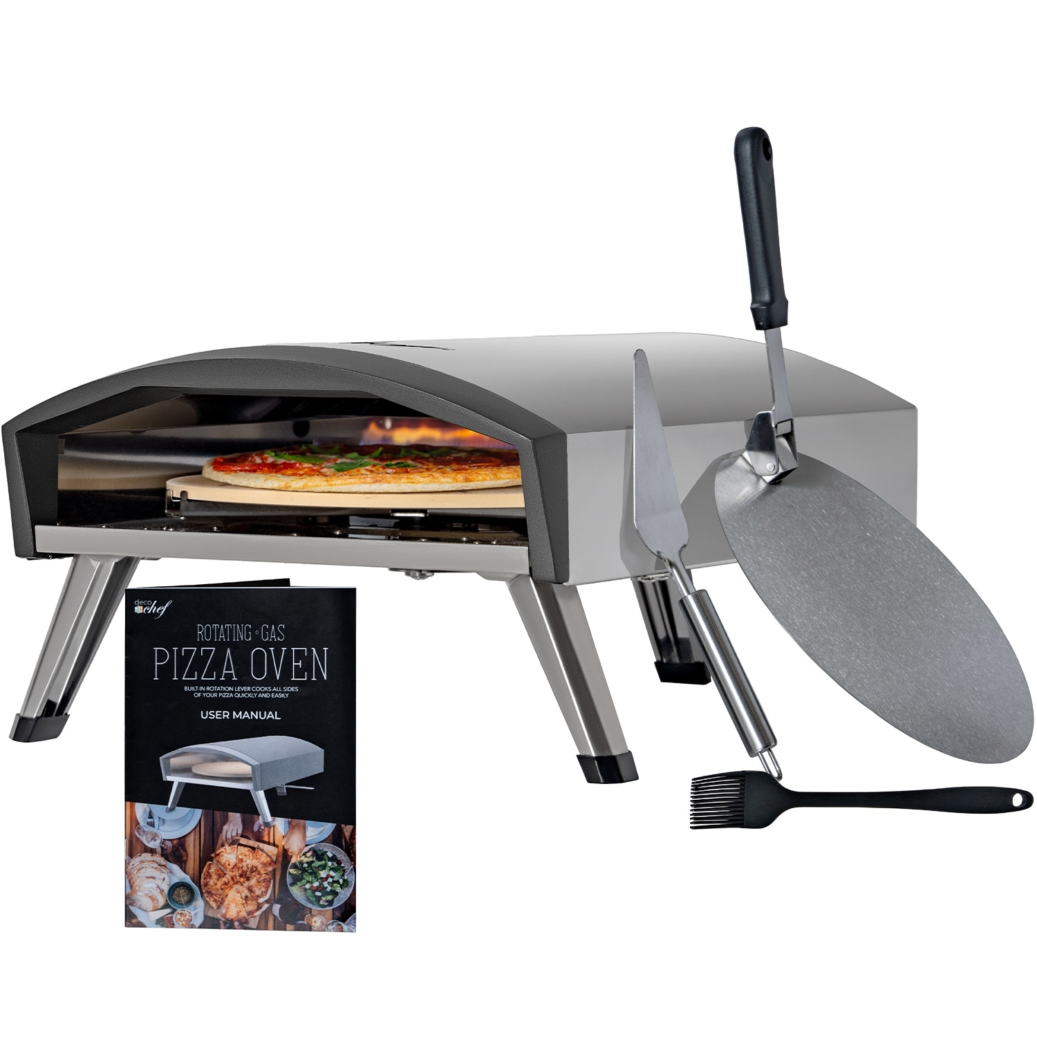 VEVOR Electric Countertop Pizza Oven 12 in. 1500-Watt Commercial Pizza Oven with Adjustable Temp, Outdoor Pizza Oven, Silver