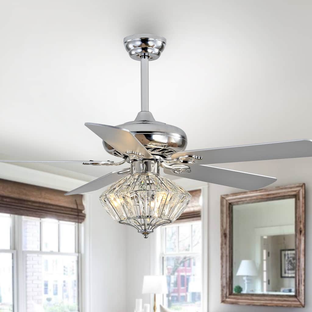SAFAVIEH Lighting Hermina 52-inch Led Ceiling Light Fan (with Remote) - 52" W x 52" L x 21.5"-26.5" H