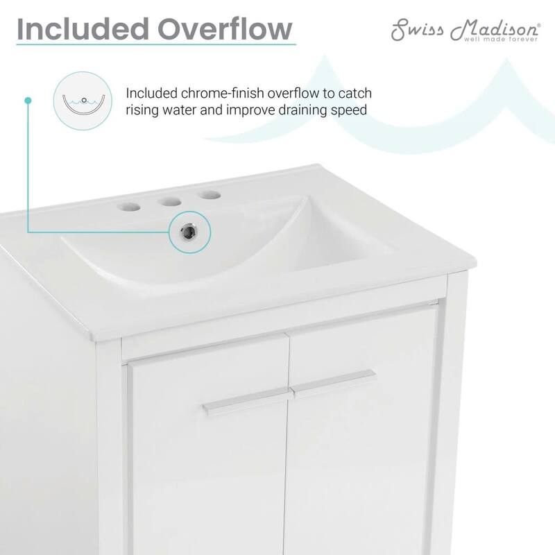 Swiss Madison SM-BV730-3 Virage 24" Free Standing Single Basin Vanity