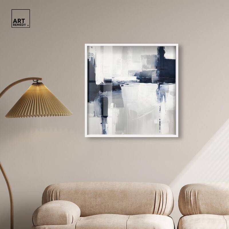 Blue Cascades on Still White Shadowbox by Art Remedy
