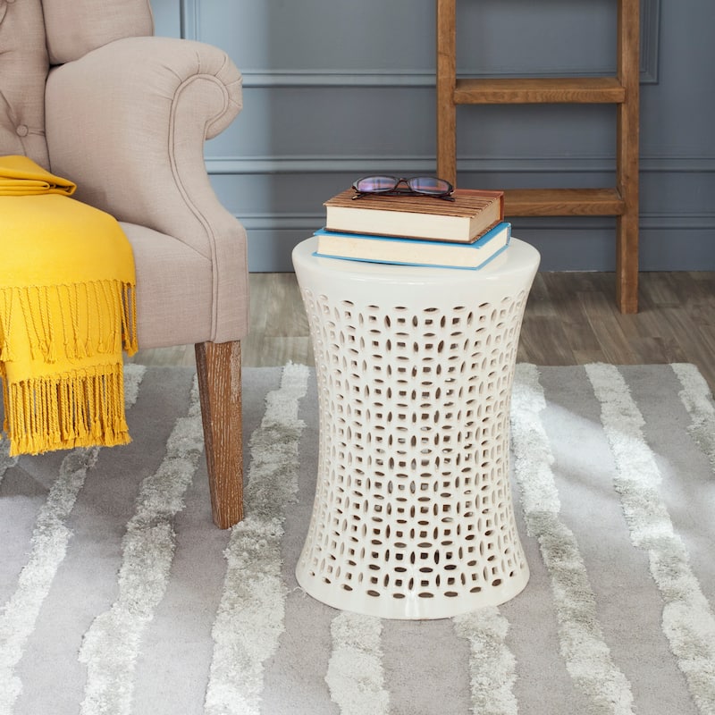SAFAVIEH Lissi White Ceramic Decorative Garden Stool
