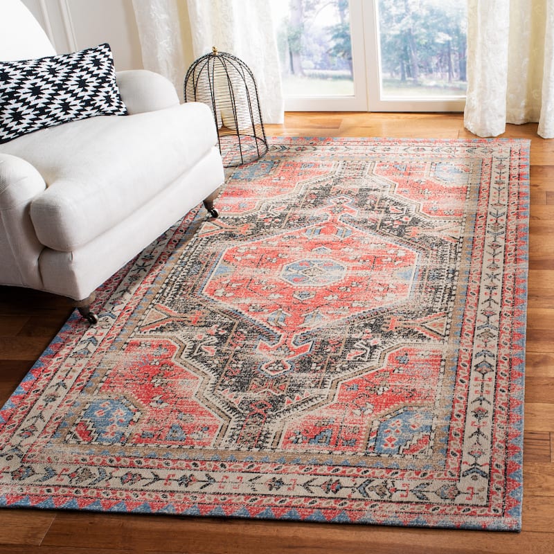 SAFAVIEH Classic Vintage Boho Malva Oriental Cotton Rug - 6' x 9' - Red/Charcoal