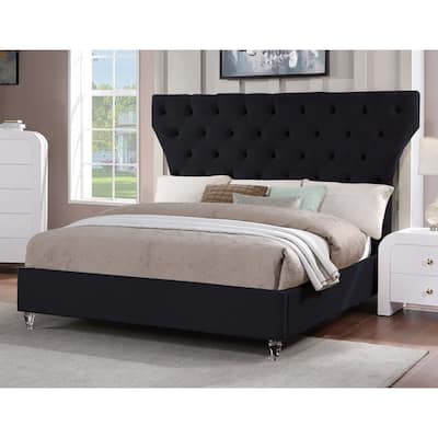 Best Master Furniture Mary Velvet Tufted Upholstered Bed with Acrylic Feet