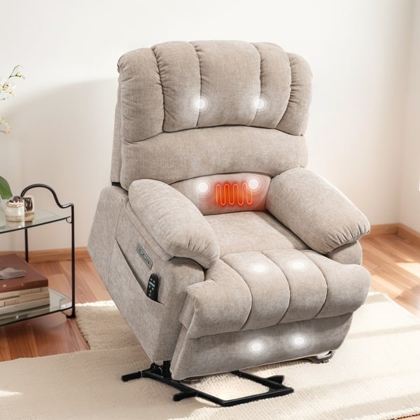 slide 2 of 27, Chenille Large Electric Power Lift Massage & Heat, USB Port,Pockets