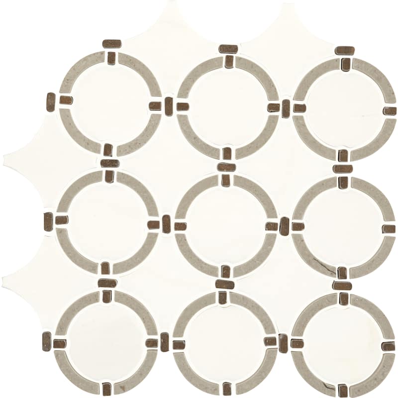 Daltile Raine Linked Ring Honed Natural Stone Mosaic Tile (Set of 10) (9.60 SQFT Per Carton) - White