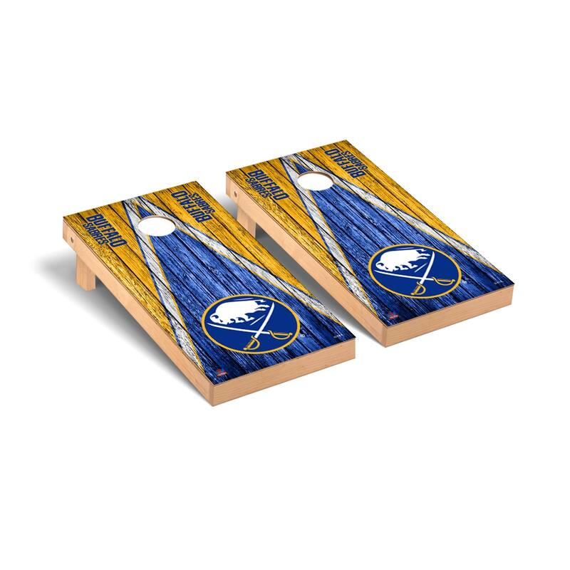 Buffalo Sabres NHL Triangle Cornhole Board Set - Include Team Bags + Case & Lights