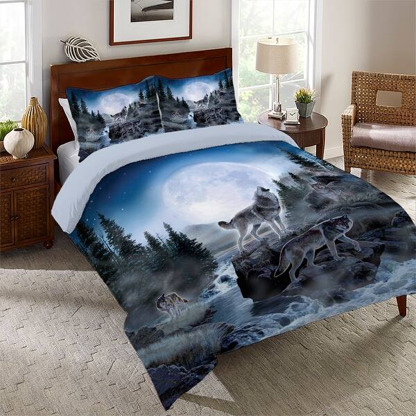 Midnight Wolves Queen Comforter Set Overstock 32183983