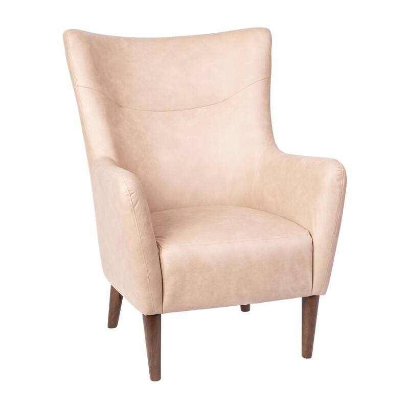 Commercial Upholstered Wingback Accent Chair with Wooden Frame and Legs - 33.25"D x 29.75"W x 41.25"H