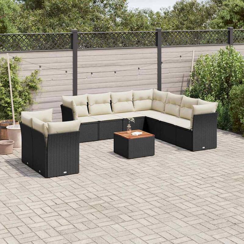 vidaXL Garden Sofa Set Black PE rattan Medium Modular Garden Sofa Set - 24.4 x 24.4 x 27.2