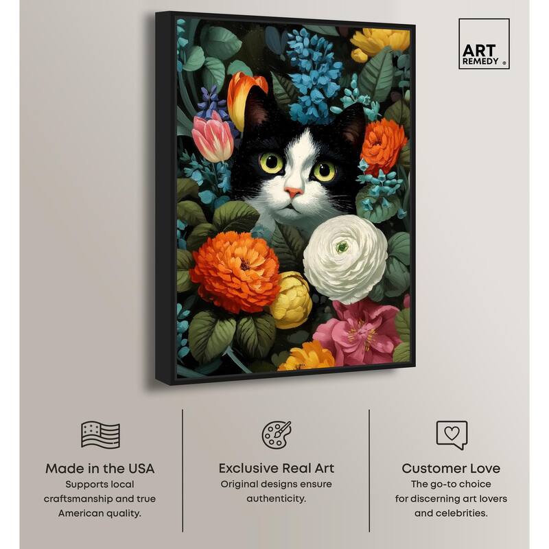 Secret Garden Cat Canvas by Art Remedy