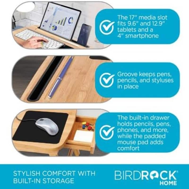Curved Wood Lap Tray with Foldout Legs