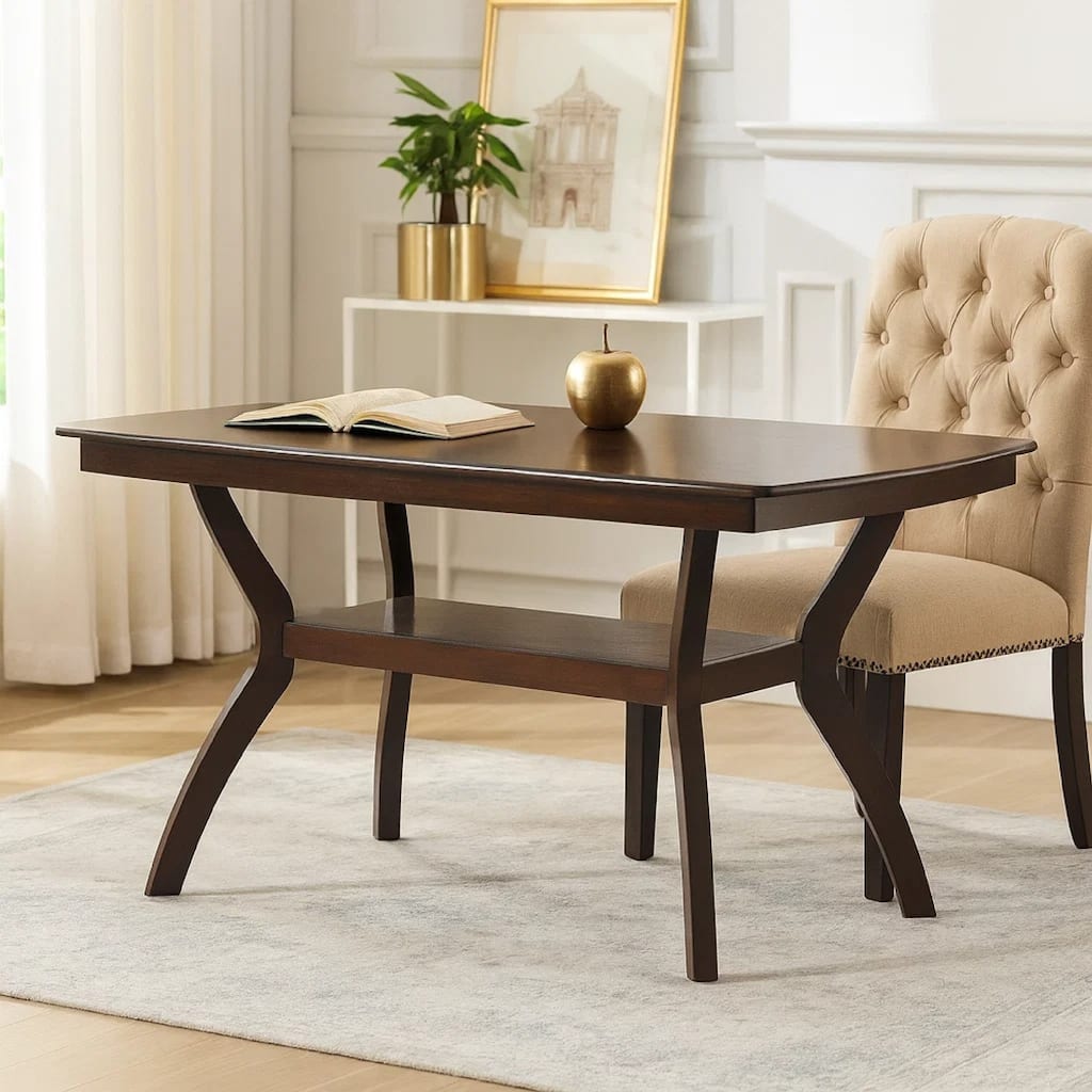 Newfangled Rubber Wood Dining Table, Espresso
