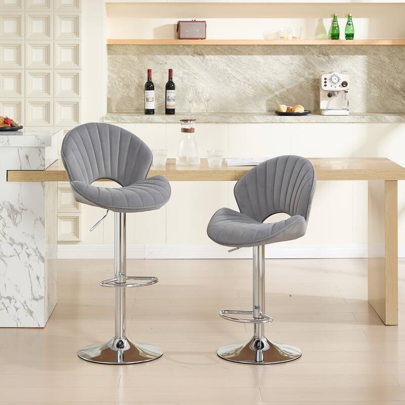 Bar Stools Set of 2 - Adjustable Barstools with Back and Footrest, Counter Height Bar Chairs