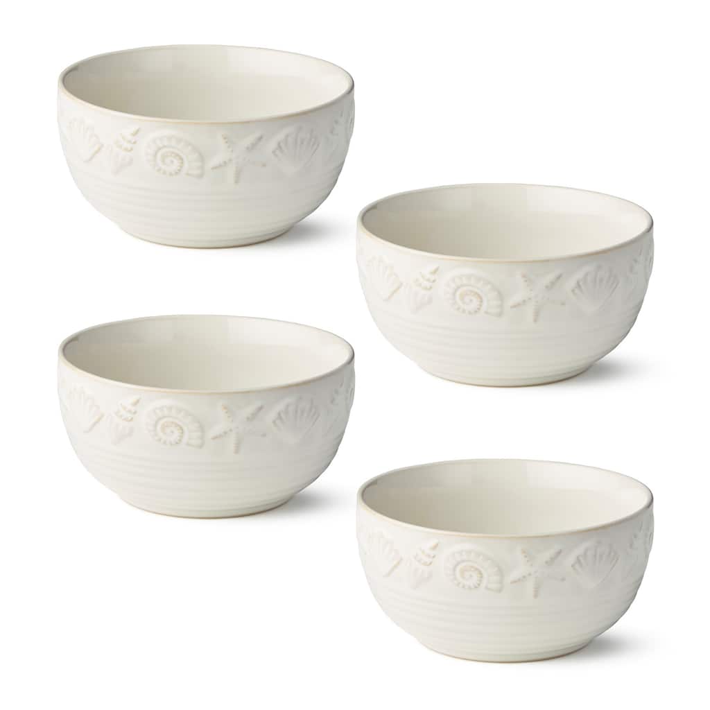 Certified International Coastline Cream 5.25" Ice Cream/Dessert Bowls, Set of 4 - 6.00"L x 6.00"W x 3.00"H
