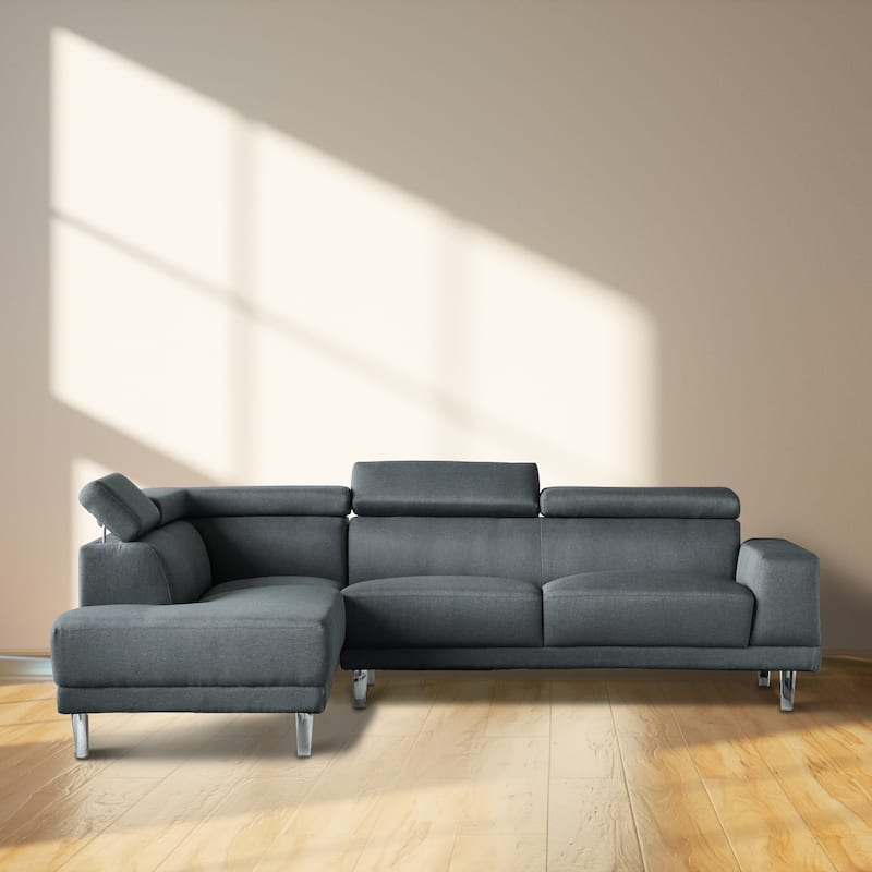 105 in. Width L-Shaped Chaise Sectional Sofa - Light Gray - Left Facing