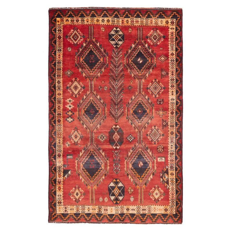 ECARPETGALLERY Hand-knotted Melis Vintage Red Wool Rug - 5'5 x 8'11