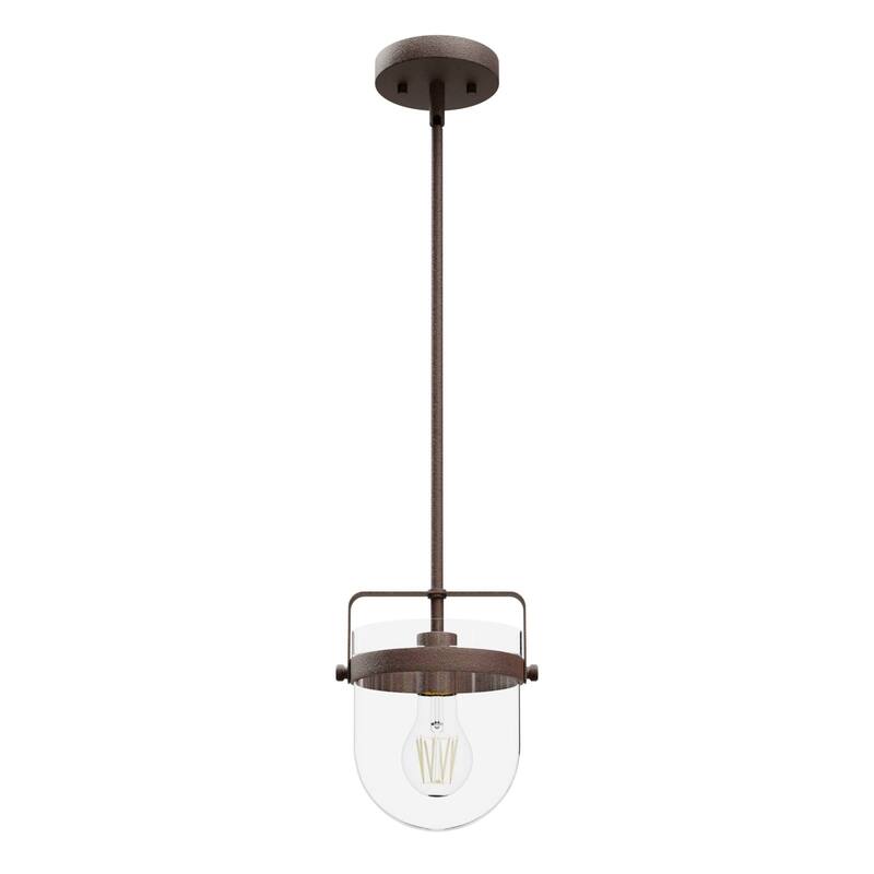 Hunter Karloff Clear Glass Bell-Shaped Pendant - Kitchen Island, Dining Room, Entry - Modern Farmhouse, Rustic, Industrial