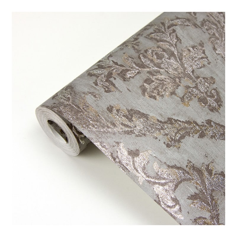 Brewster Lyra Bronze Damask Wallpaper - 21 x 396 x 0.025