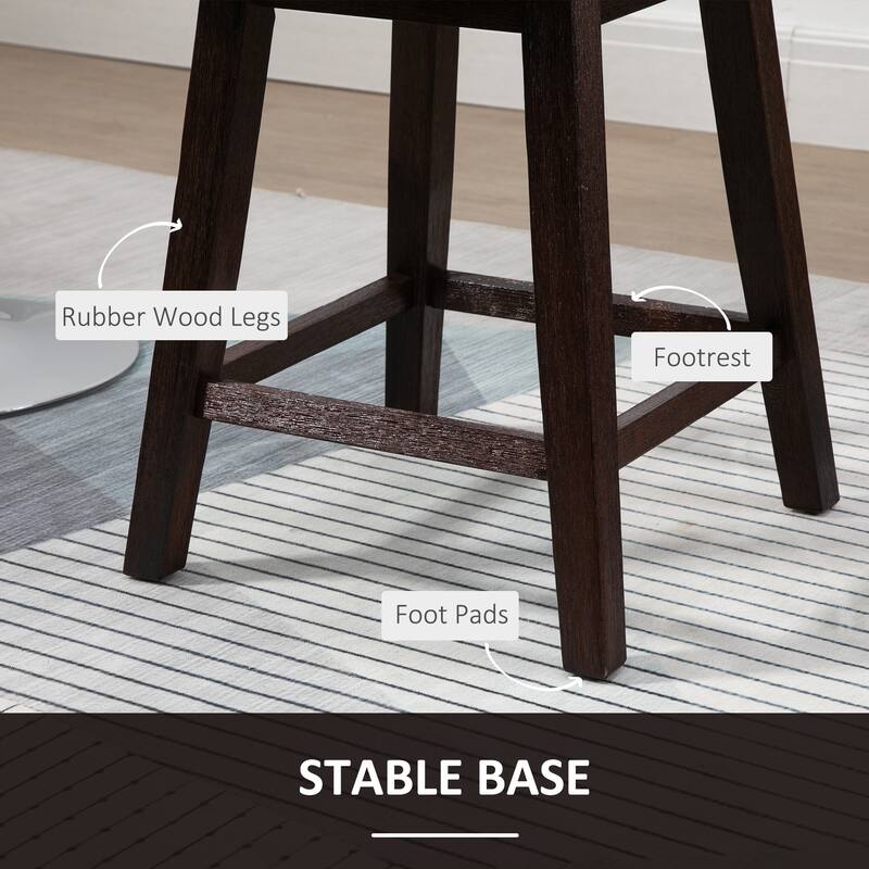 2-Pcs Counter Height Bar Stools, Swivel Dining Chairs Dining Chairs with Diamond Pattern Cushions and Footrest