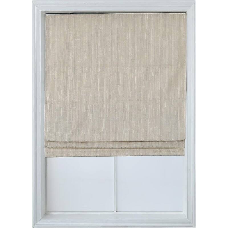 Cordless Room Darkening Roman Shades for Windows, Textured Woven Thermal Insulated Roman Blind - 29x64 - Vanilla