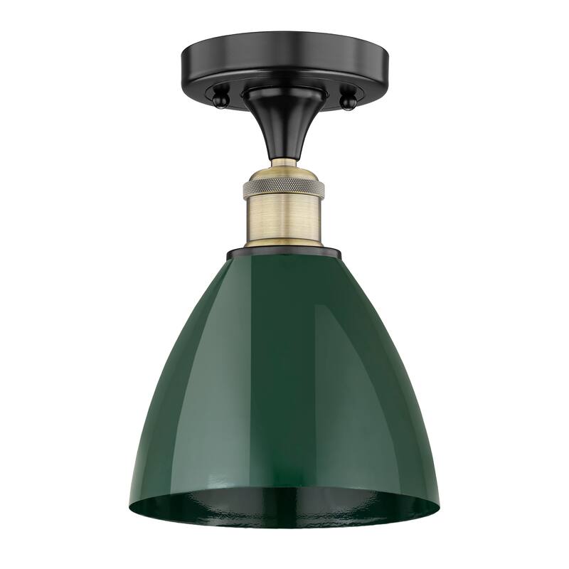 Innovations Lighting Edison Plymouth Dome - 1 Light 8" Semi-Flush Mount - Green/Black Antique Brass