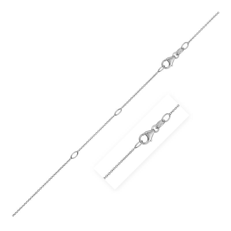 Double Extendable Cable Chain Necklace in 14k White Gold (0.85mm) 18" Inches