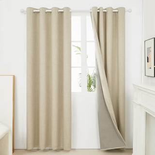 Deconovo Faux Linen Total Blackout Grommet Curtain (2 Panels)