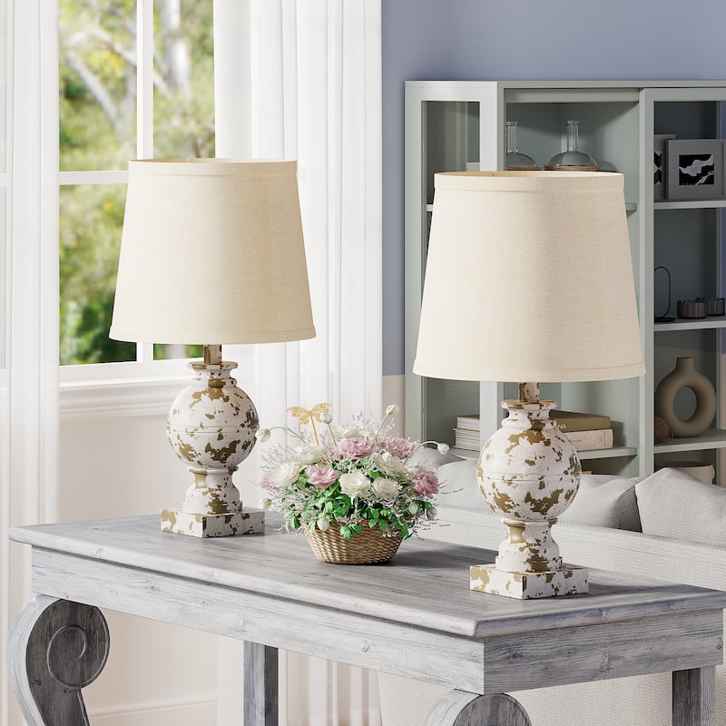 19'' White Table Lamp Set - White