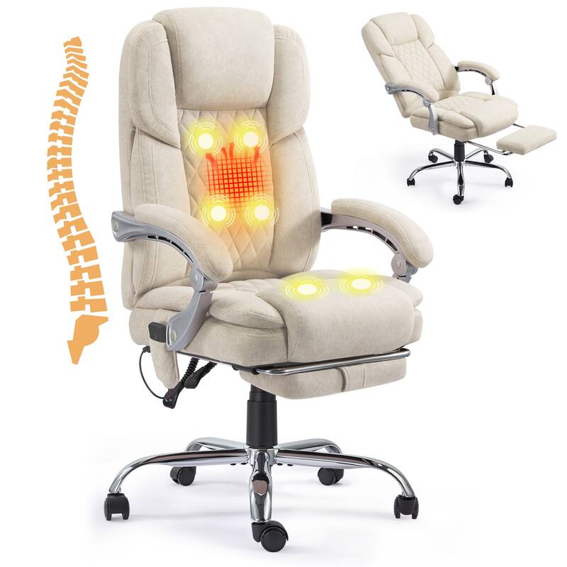 EROMMY Heated Massage Office Chair with Footrest, Ergonomic Reclining Desk Chair with Lumbar Support and Adjustable Height.