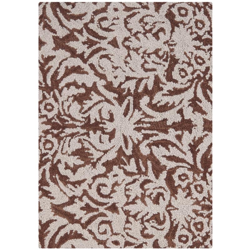 SAFAVIEH Handmade Chelsea Duschka French Country Wool Rug - 1'8" x 2'6" - Brown/Grey