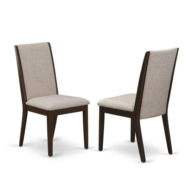 7-Piece Dining Table Set with Parsons Chairs - Linen Fabric Dining Room Table & Chairs Set - Mahogany Finish - 92