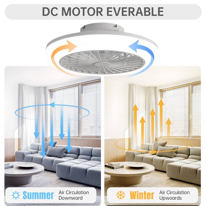 Modern Enclosed Ceiling Fan with Light Adjustment and Remote Control, Reversible Motor for Bedroom and Lounge Area