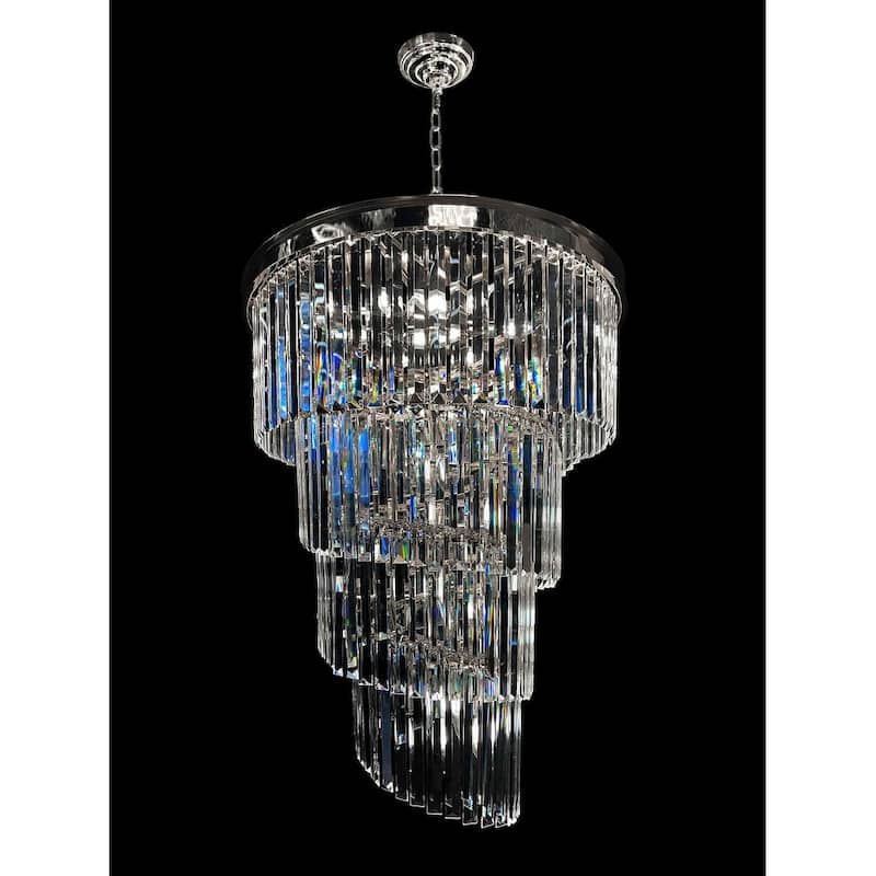 Luxury Chandelier 15 Lights Crystal 25.5" Wide Spiral shape - Silver