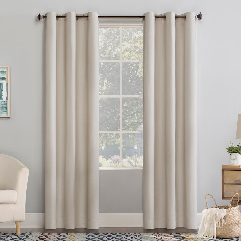 No. 918 Lindstrom Textured Draft Shield Fleece Insulated Room Darkening Grommet Curtain Panel, Single Panel