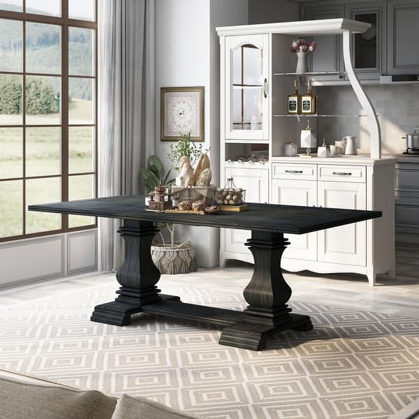 slide 2 of 7, Copper Grove Vinkovci Traditional Antique Black 84-inch Dining Table Antique Black
