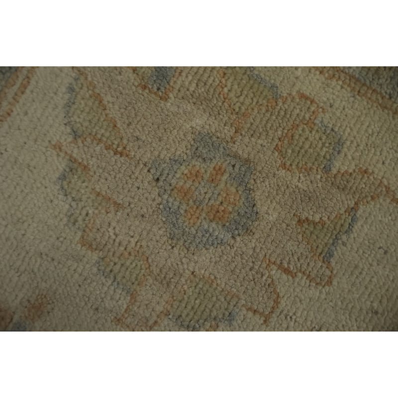 Hand Knotted Oriental 100% Wool Carpet Transitional Floral Beige & Ivories Oushak Area Rug - 12' 0'' X 8' 10''