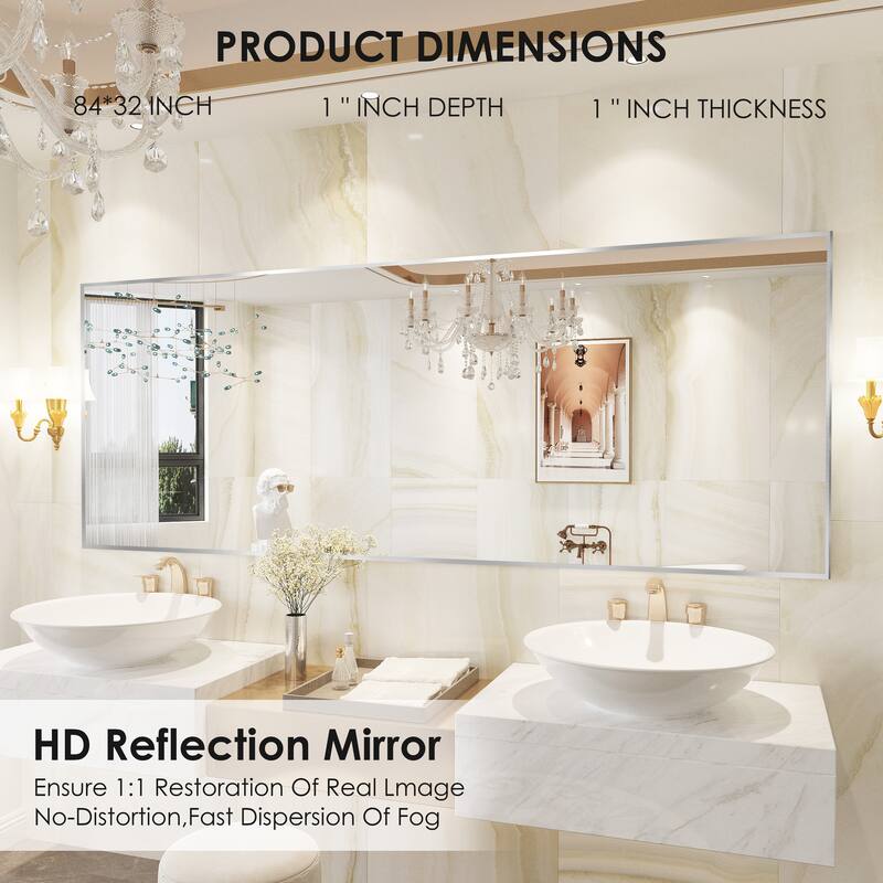 QuivaraView Wall Mounted Aluminum Frame Bathroom Vanity Mirror