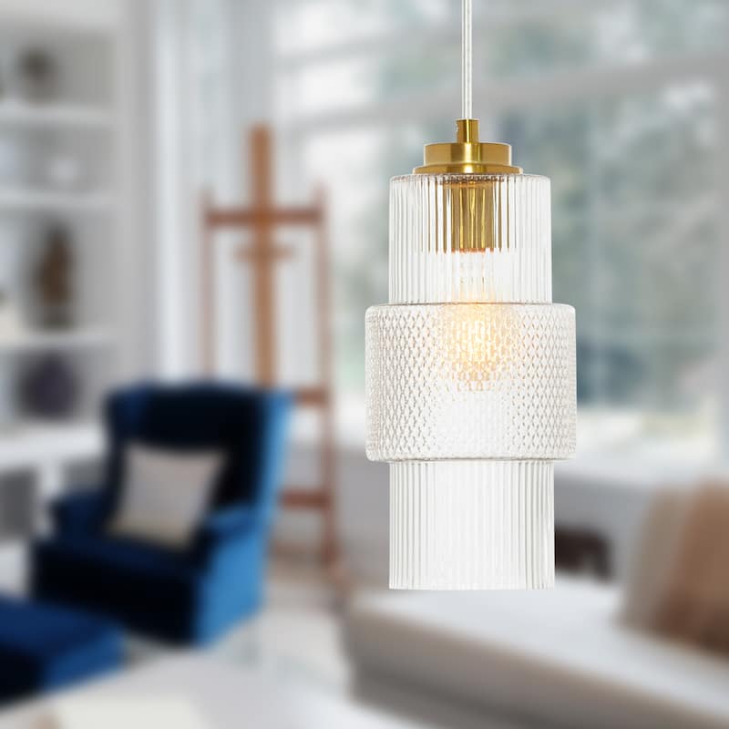 Gladstone River of Goods Glass and Metal Pillar Shade Pendant Light