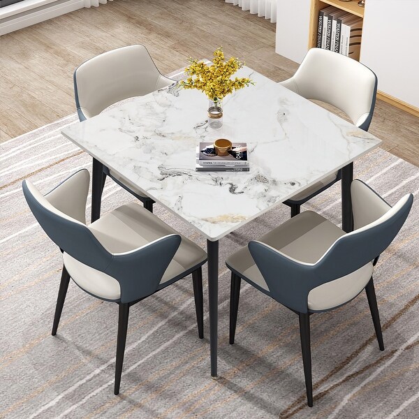 Modern Sintered Stone Marble Effect Table Top Kitchen Dining Table Square 4 Seat On Sale Bed Bath Beyond 38424026