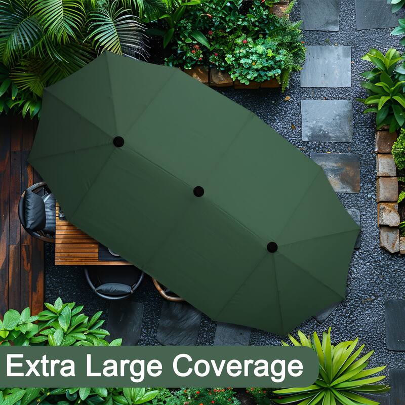 Autlaycil 13ft Extra Large Patio Umbrella with Solar Lights(Without Base)
