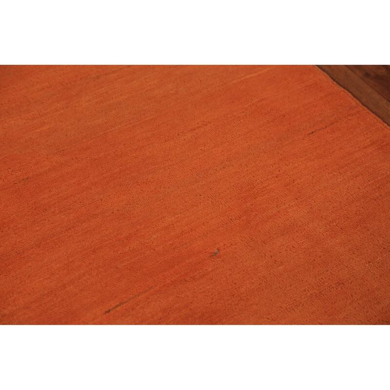 Orange Gabbeh Oriental Rug Handmade Wool Carpet - 3'5" x 4'11"