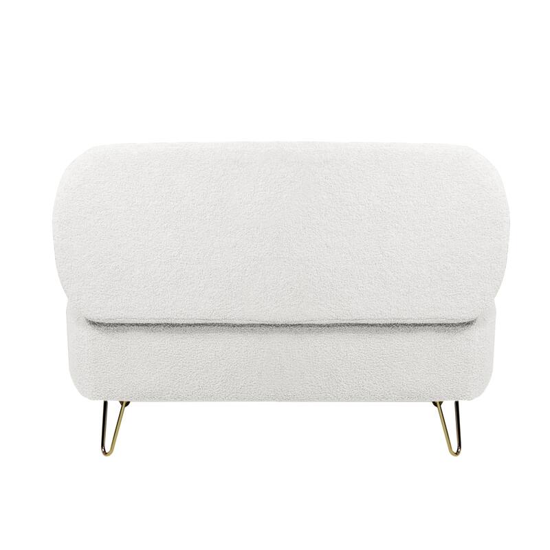 Ivory White Gold-Leg Storage Ottoman Bench for Entryway & Bedroom Chic