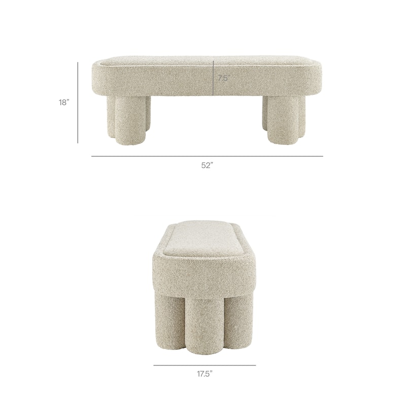 Mossi 52-Inch Oval Boucle Fabric Bench