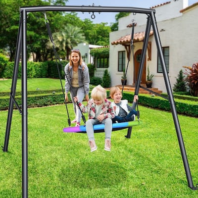 440lbs Swing Set with 40 Inch Saucer Tree Swing and Heavy Duty A-Frame Metal Swing Stand